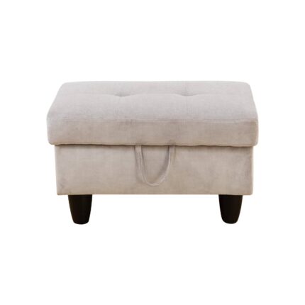 Grey White Corduroy Living Room Sofa Ottoman