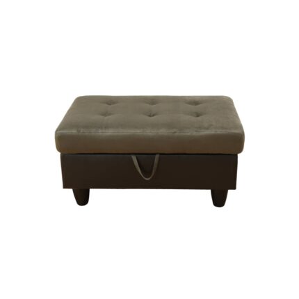 Taupe Flannel And PVC Storage Ottoman