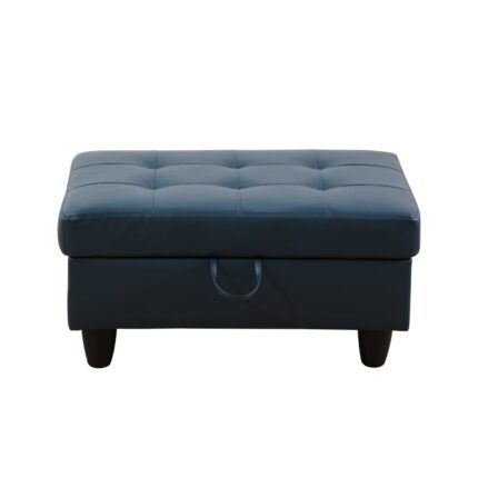 Peacock Blue Semi PU Synthetic Leather Storage Ottoman