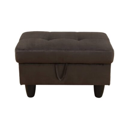 Dark Brown Flannel Living Room Sofa Ottoman