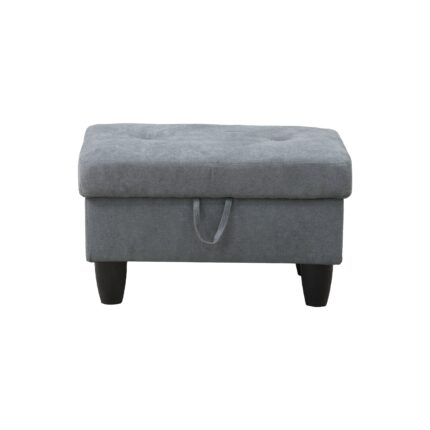 Dark Grey Flannel Living Room Sofa Set Ottoman