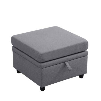 Dark Grey Breathable Sackcloth Living Room Sectional Ottoman