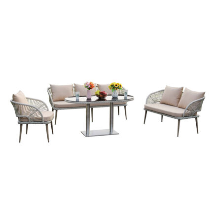 75.5" 5-Piece Grey PE(Polyethylene)&Iron Outdoor Sofa Set