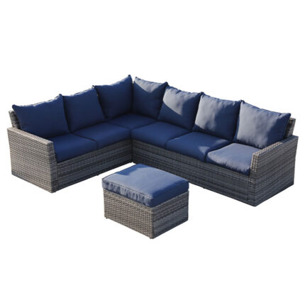 83.5" Grey Polyethylene and Iron 3-Piece Outdoor Group Seat