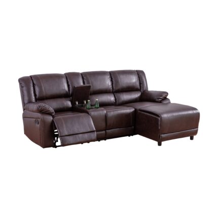 Brown Faux Synthetic Leather 2-Piece Couch Living Room Sofa Set
