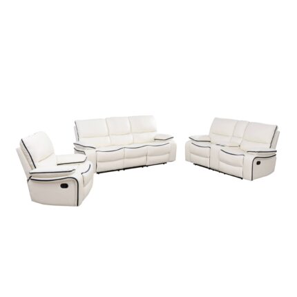 White Bonded Leather 3-Piece Couch Living Room Sofa Set